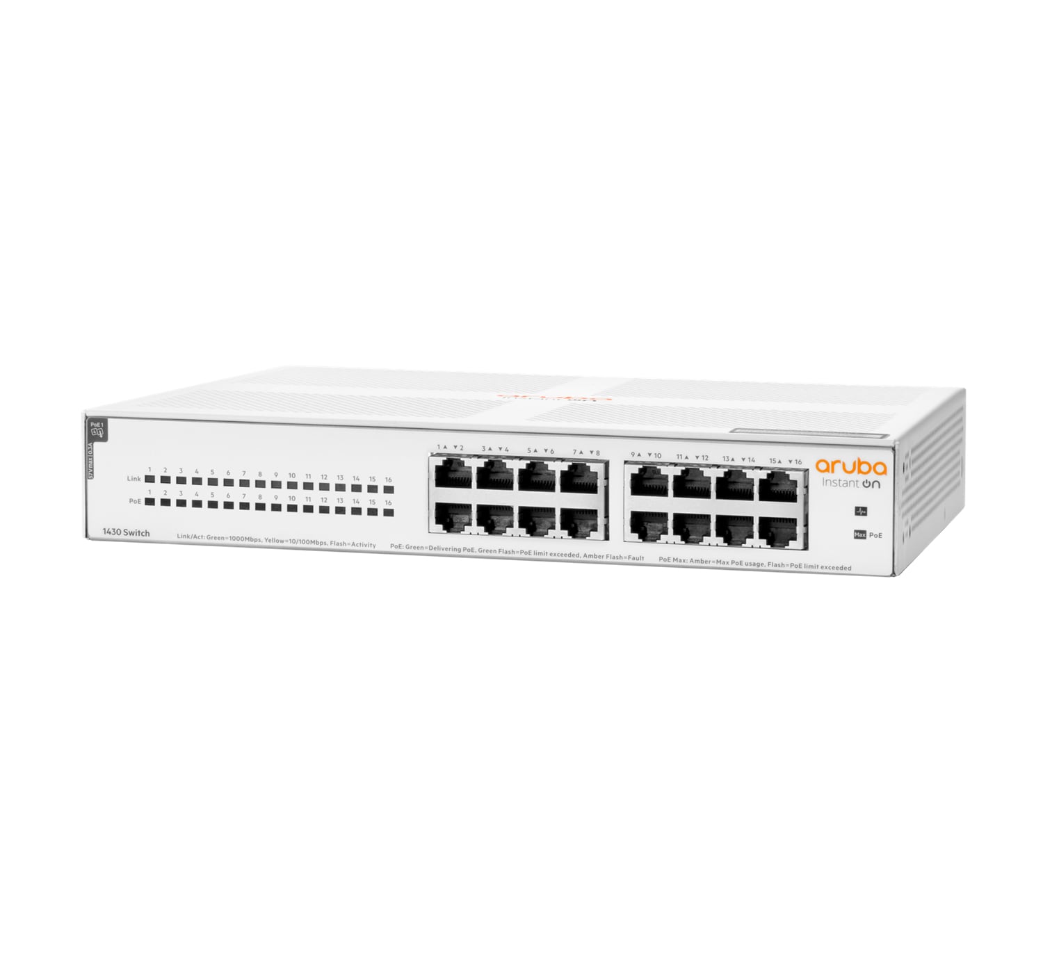 HPE Aruba Instant On 1430 16G Class4 PoE 124W 16-Port unmanaged Switch