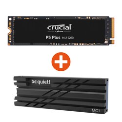 Crucial P5 Plus 2 TB NVMe SSD 3D NAND PCIe M.2 inkl. be quiet! MC1 K&uuml;hlk&ouml;rper