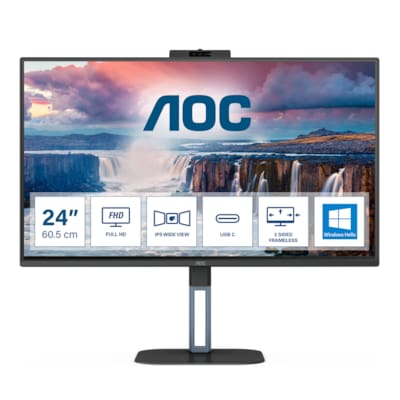 AOC 24V5CW 60,5cm (23,8“) FHD IPS Gaming Monitor HDMI/DP/USB-C PD65W 75Hz Webcam