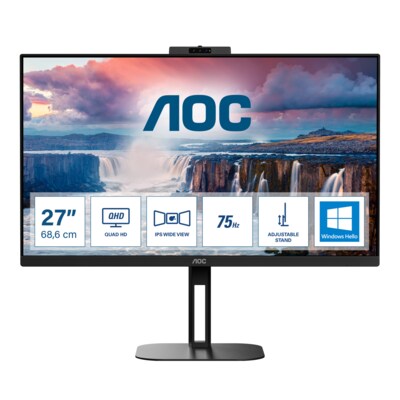 Monitor günstig Kaufen-AOC Q27V5CW 68,6cm (27“) QHD IPS Office Monitor HDMI/DP/USB-C PD65W 75Hz Webacm. AOC Q27V5CW 68,6cm (27“) QHD IPS Office Monitor HDMI/DP/USB-C PD65W 75Hz Webacm <![CDATA[• Energieeffizienzklasse: F • Größe: 68,6 cm(27 Zoll) 16:9, Aufl