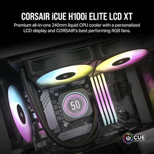 Corsair ICUE H100i Elite XT LCD RGB Wasserkühlung Intel und AMD CPU