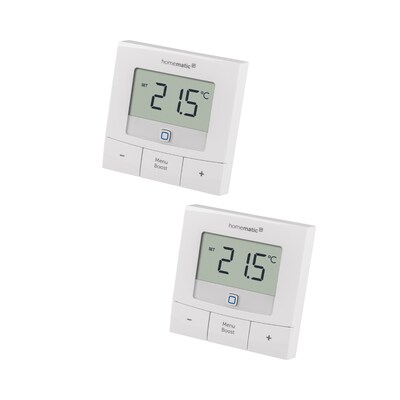 Pack Thermo günstig Kaufen-Homematic IP Wandthermostat Basic HmIP-WTH-B-2, 2er Pack. Homematic IP Wandthermostat Basic HmIP-WTH-B-2, 2er Pack <![CDATA[• Zeitgesteuerte Regelung der Raumtemperatur • Individuelle Temperaturverläufe mit bis zu 13 Änderungen pro Tag • Anzeige v