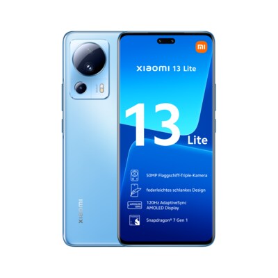 Compact.Lite günstig Kaufen-Xiaomi 13 Lite 5G 8/128GB Dual-SIM Smartphone blue EU. Xiaomi 13 Lite 5G 8/128GB Dual-SIM Smartphone blue EU <![CDATA[• Farbe: blau • 2,4 GHz Qualcomm Snapdragon 7 Gen 1 Octa-Core-Prozessor • 50 Megapixel Hauptkamera • 16,64 cm (6,55 Zoll) AMOLED 