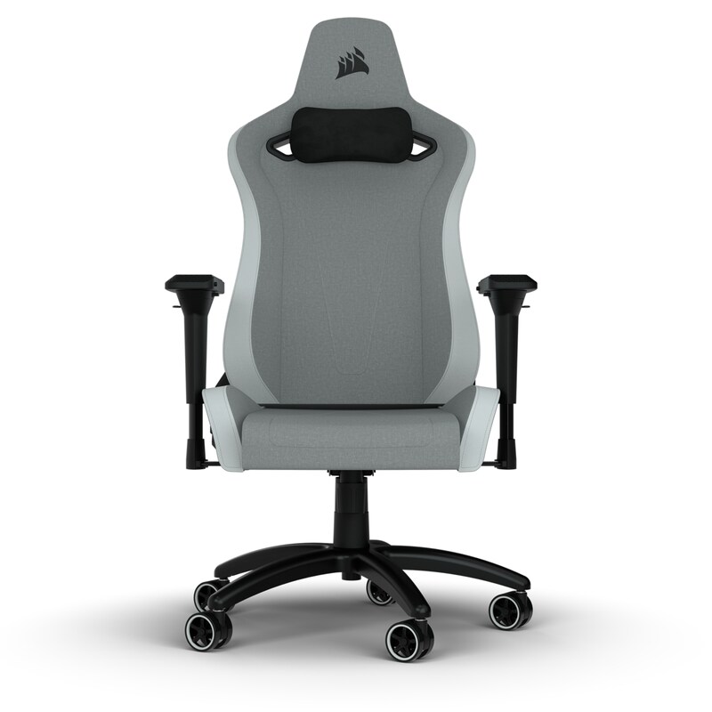 Corsair TC200 Fabric Standard Fit Gaming Chair, Light Grey/ White