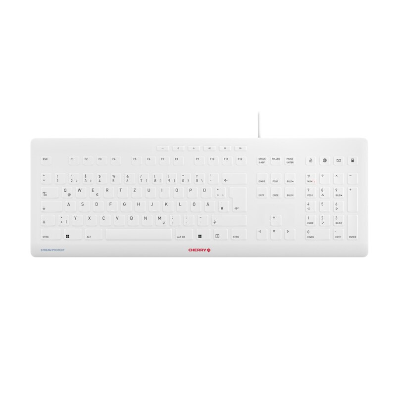 CHERRY STREAM PROTECT USB-A Tastatur, weiß