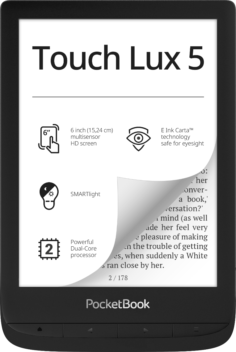 PocketBook Touch Lux 5 Ink Black eReader mit 212 DPI 8GB