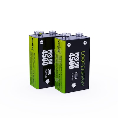 Energy Batterie günstig Kaufen-Verico Loop Energy 2-Pack 9V Block-Akku Li-Ion 500 mAh. Verico Loop Energy 2-Pack 9V Block-Akku Li-Ion 500 mAh <![CDATA[• Battery/Verico/9V Battery 500mWh/USB Type C • Wiederaufladbar • Lithium Batterie]]>. 