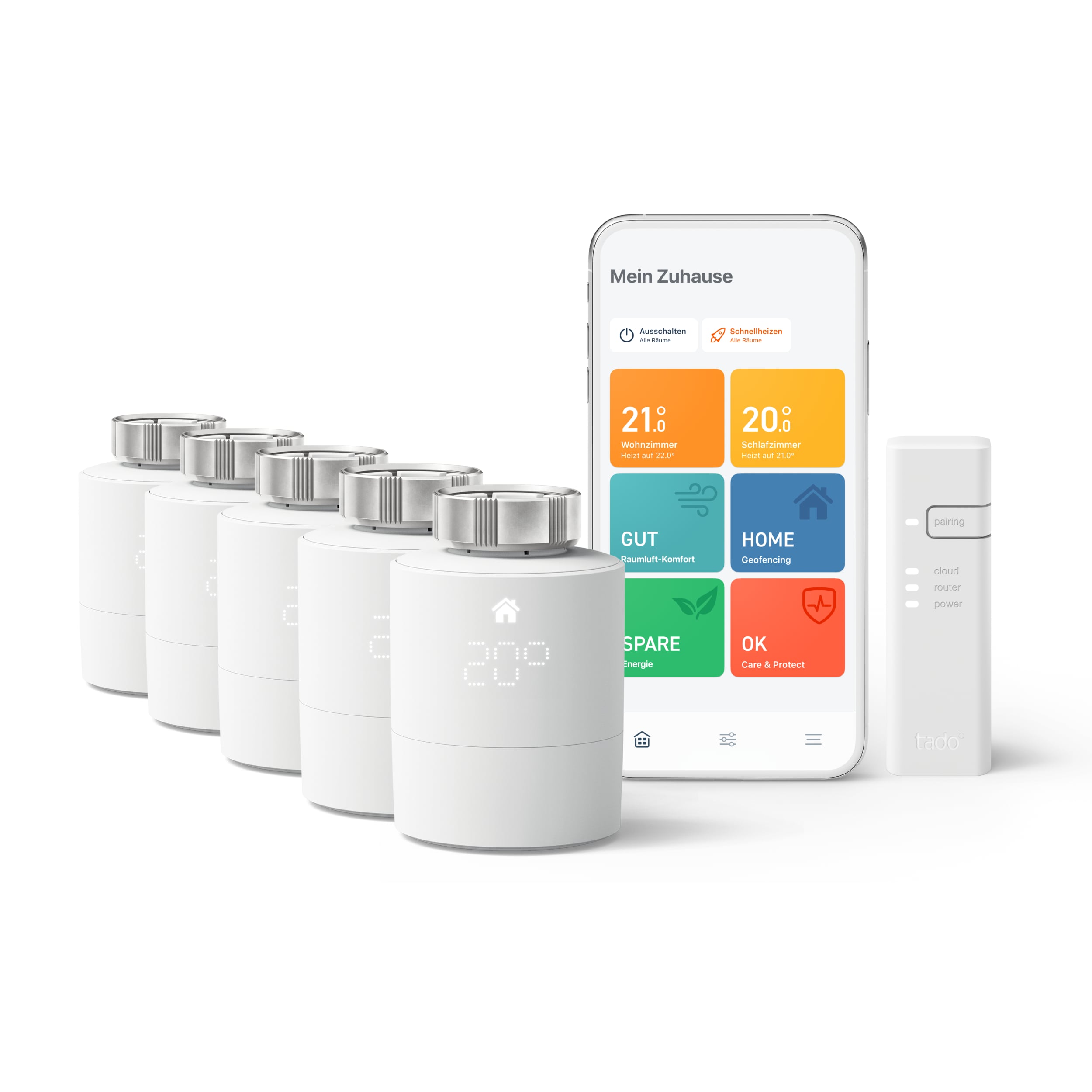 tado&deg; Starter Kit mit 5 Smarten Heizk&ouml;rper-Thermostaten V3+