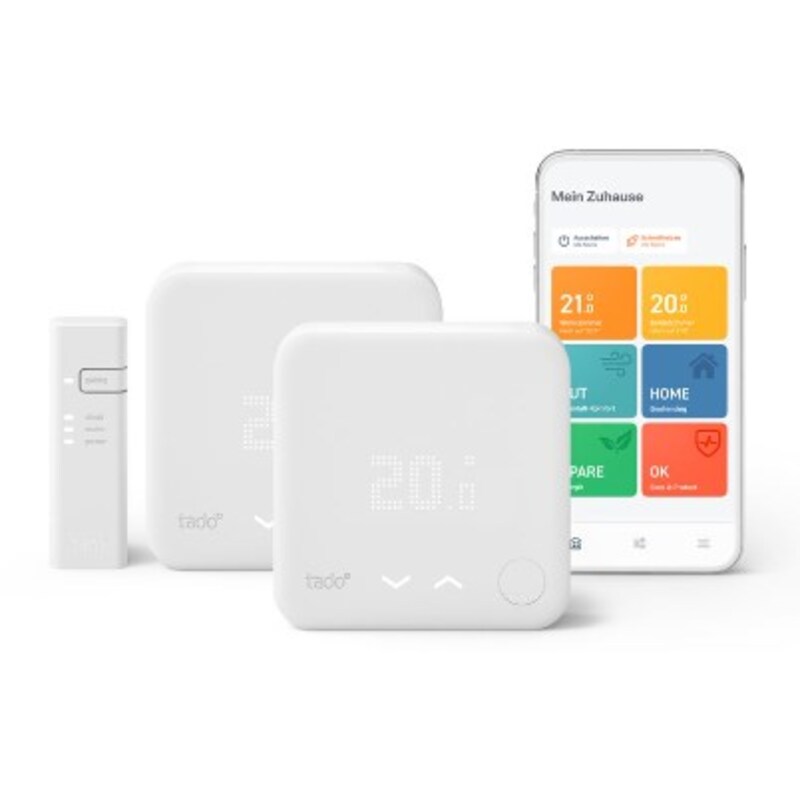 tado° Starter Set mit 2 Smarten Thermostaten V3+ (Verkabelt) für Fußbodenheizung
