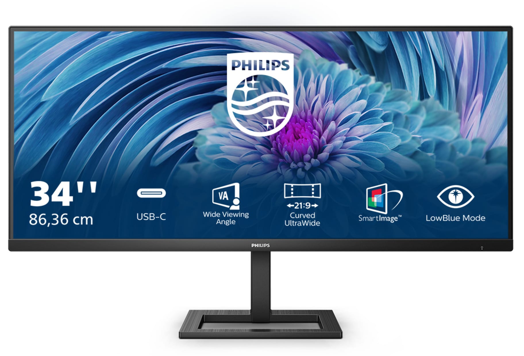 Philips E-Line 346E2LAE 86,4cm (34&quot;) WQHD VA Monitor 21:9 HDMI/DP/USB-C PD 100Hz