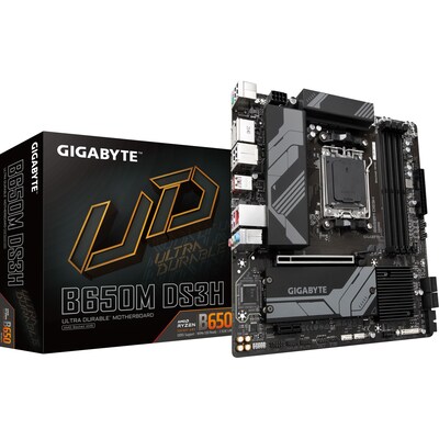 mit CHIP günstig Kaufen-GIGABYTE B650M DS3H mATX Mainboard Sockel AM5 HDMI/2xDP/USB-C/M.2/. GIGABYTE B650M DS3H mATX Mainboard Sockel AM5 HDMI/2xDP/USB-C/M.2/ <![CDATA[• mATX Mainboard mit Sockel AMD AM5 für AMD RYZEN 7000 Serie-CPU • AMD B650-Chipsatz, Radeon Vega Grafik (