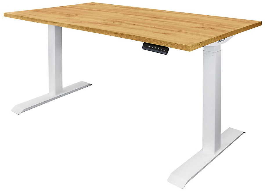 NOVIGAMI Schreibtisch elektrisch h&ouml;henverst. Ototo wei&szlig; BxT 1400x800mm Eiche