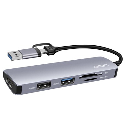 Port usb günstig Kaufen-4smarts 5 in1 Universal Mulitport USB Hub spacegrau. 4smarts 5 in1 Universal Mulitport USB Hub spacegrau <![CDATA[• Keine zusätzlichen Treiber erforderlich • Anschlüsse: USB Typ A und USB Typ C • Farbe: grau, Kabellänge: 20 cm • Allen Geräten 