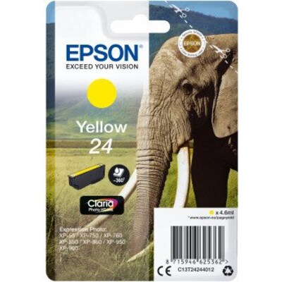 Farbe günstig Kaufen-Epson C13T24244012 Druckerpatrone 24 Claria Photo HD gelb. Epson C13T24244012 Druckerpatrone 24 Claria Photo HD gelb <![CDATA[• Epson C13T24244012 Druckerpatrone 24, Farbe: gelb, Typ: Elefant • Einzelpatrone • kompatibel zu: Epson Expression Photo X