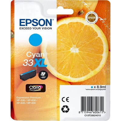 Epson C13T33624012 Druckerpatrone 33XL cyan Claria Premium Ink