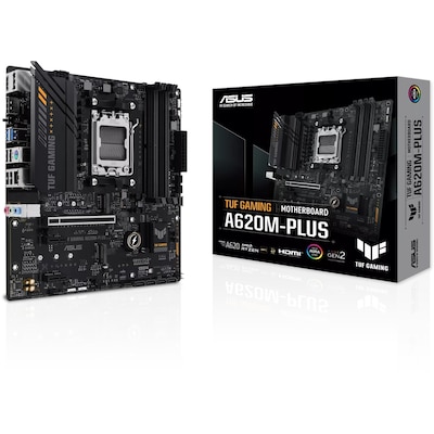 mit 7 günstig Kaufen-ASUS TUF GAMING A620M-PLUS mATX Mainboard Sockel AM5 M.2/USB3.2/DP/HDMI. ASUS TUF GAMING A620M-PLUS mATX Mainboard Sockel AM5 M.2/USB3.2/DP/HDMI <![CDATA[• mATX Mainboard mit Sockel AMD AM5 für AMD RYZEN 7000 Serie-CPU • AMD A620-Chipsatz, Radeon Veg