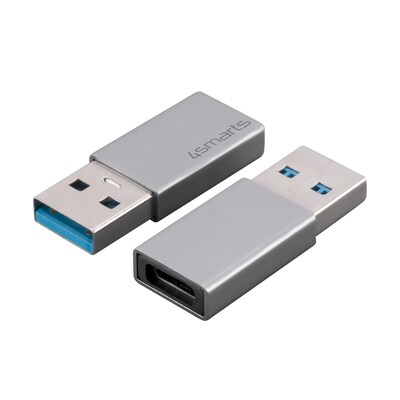 TYP C günstig Kaufen-4smarts Passiver Adapter USB-A 3.0 auf USB-C 2er Set. 4smarts Passiver Adapter USB-A 3.0 auf USB-C 2er Set <![CDATA[• Adapter-Adapter • Anschlüsse: USB Typ A und USB Typ C • Farbe: silber • passend für: StromDatenAudio/Video • Farbe: Silber]]>