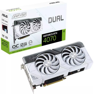 SE 1x günstig Kaufen-ASUS DUAL GeForce RTX 4070 OC White Gaming Grafikkarte 12GB GDDR6X, 1xHDMI, 3xDP. ASUS DUAL GeForce RTX 4070 OC White Gaming Grafikkarte 12GB GDDR6X, 1xHDMI, 3xDP <![CDATA[• GeForce RTX 4070, Ada Lovelace mit DLSS 3, werksseitig übertaktet • 12 GB GD