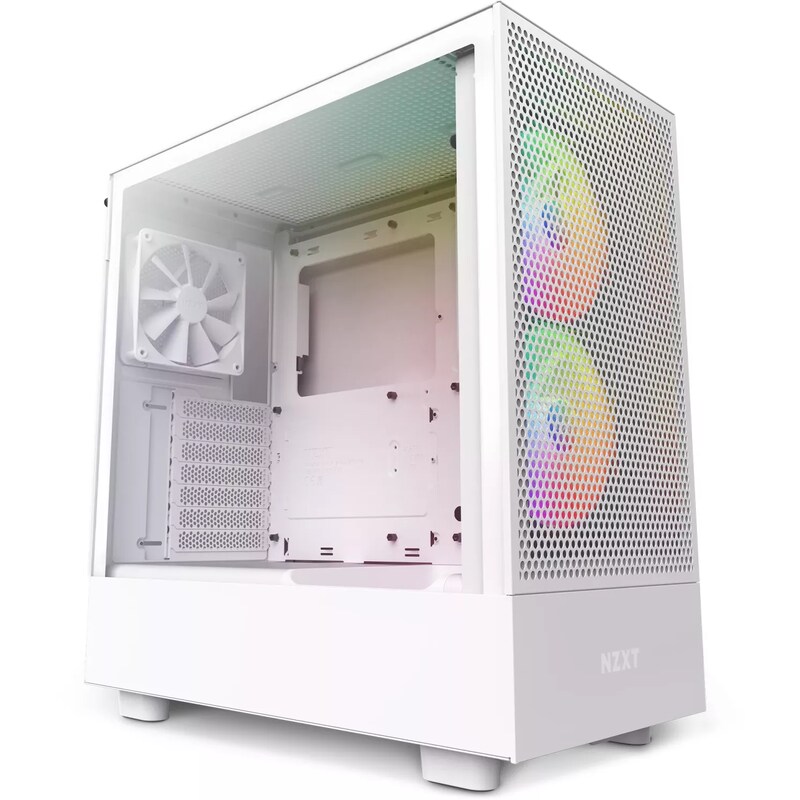 Kompatibler günstig Kaufen-NZXT H5 Flow RGB White Midi Tower ATX Gehäuse mit Sichtfenster. NZXT H5 Flow RGB White Midi Tower ATX Gehäuse mit Sichtfenster <![CDATA[• Midi Tower für ATX mit Seitenfenster und RGB • USB 3.2 Gen2-kompatibler USB-C-Anschluss an der Frontblende 