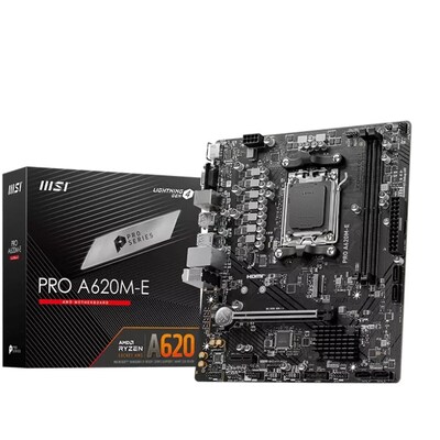 Amd Ryzen günstig Kaufen-MSI A620M-E PRO mATX Mainboard Sockel AM5 VGA/HDMI/M.2/SATA. MSI A620M-E PRO mATX Mainboard Sockel AM5 VGA/HDMI/M.2/SATA <![CDATA[• mATX Mainboard mit Sockel AMD AM5 für AMD RYZEN 7000 Serie-CPU • AMD A620-Chipsatz, Radeon Vega Grafik (Ryzen CPU) Gra