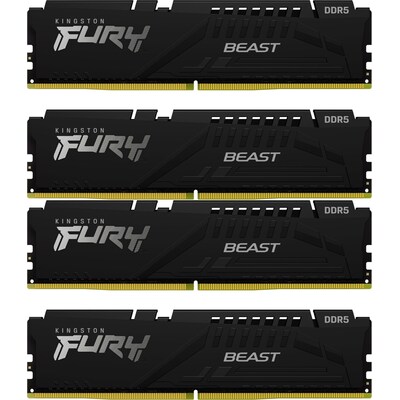 Kit 16GB günstig Kaufen-64GB (4x16GB) KINGSTON FURY Beast Black XMP DDR5-5200 CL40 RAM Speicher Kit. 64GB (4x16GB) KINGSTON FURY Beast Black XMP DDR5-5200 CL40 RAM Speicher Kit <![CDATA[• 64 GB (RAM-Module: 4 Stück) • DDR5-RAM 5200 MHz ECC • CAS Latency (CL) 40 • Anschl