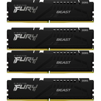 40 cl günstig Kaufen-128GB (4x32GB) KINGSTON FURY Beast Black XMP DDR5-5200 CL40 RAM Speicher Kit. 128GB (4x32GB) KINGSTON FURY Beast Black XMP DDR5-5200 CL40 RAM Speicher Kit <![CDATA[• 128 GB (RAM-Module: 4 Stück) • DDR5-RAM 5200 MHz ECC • CAS Latency (CL) 40 • Ans