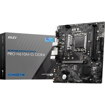 Core günstig Kaufen-MSI Pro H610M-G mATX Mainboard Sockel 1700 M.2/HDMI/VGA/DP/USB3.2(Gen1). MSI Pro H610M-G mATX Mainboard Sockel 1700 M.2/HDMI/VGA/DP/USB3.2(Gen1) <![CDATA[• mATX Mainboard mit Sockel Intel 1700 für Intel Core 13. Generation-CPU • Intel H610-Chipsatz, 