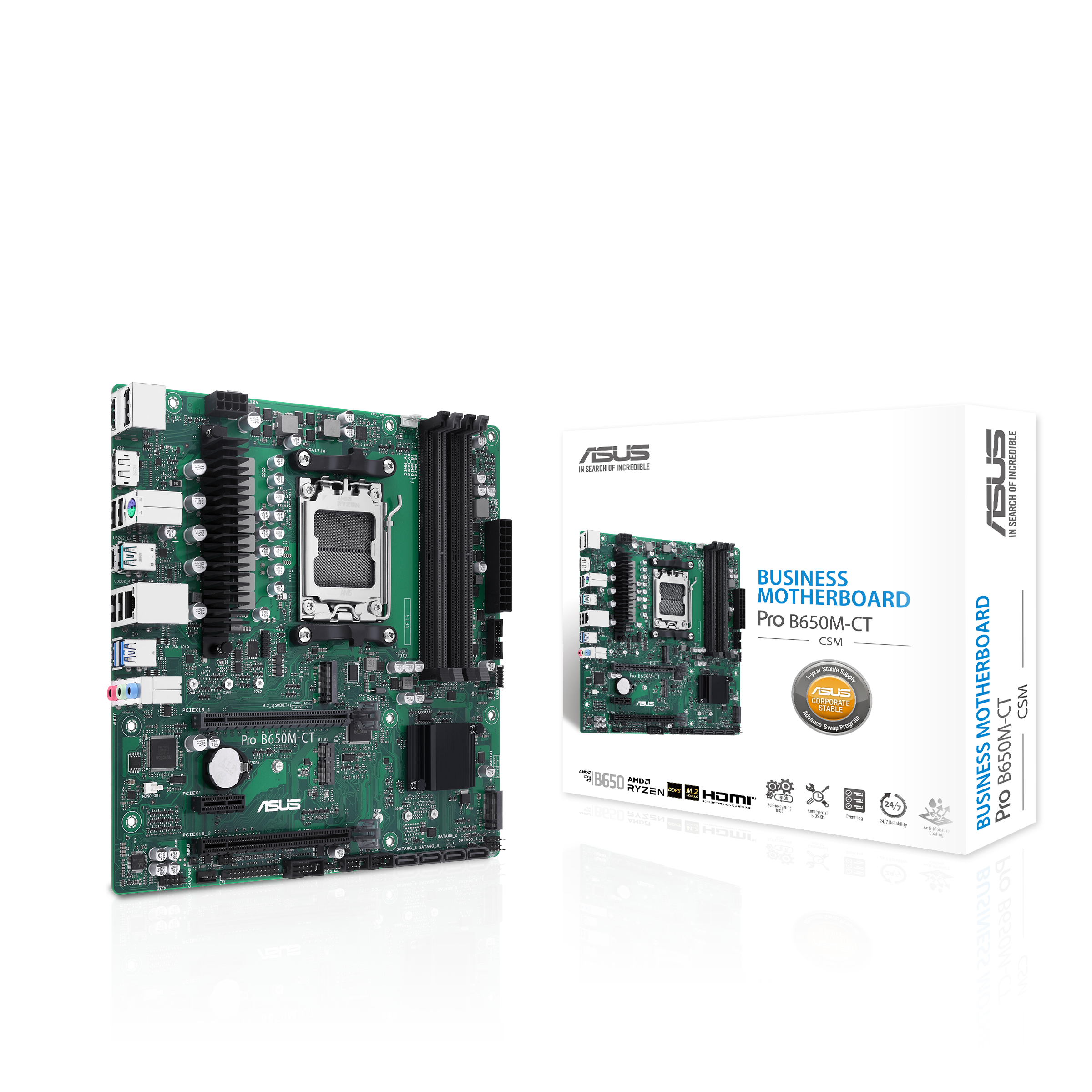 ASUS Pro B650M-CT-CSM mATX Mainboard Sockel AM5 M.2/USB3.2 Typ C/HDMI/DP