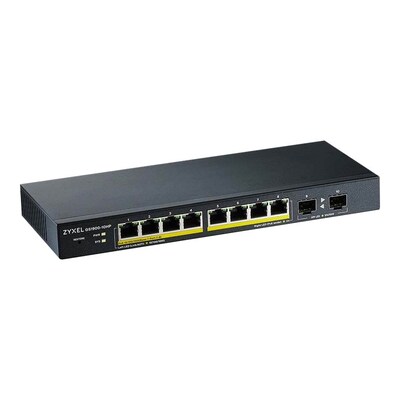 Smart Managed günstig Kaufen-ZyXEL GS1900-10HP 10-Port smart managed 77W PoE+ Switch. ZyXEL GS1900-10HP 10-Port smart managed 77W PoE+ Switch <![CDATA[• GS1900-10HP - Switch - Smart - 8 x 10/100/1000 (PoE+) + 2x GbE SFP Por • Besonderheiten: lüfterlos, IPv6, L2 Ebene • wandmon