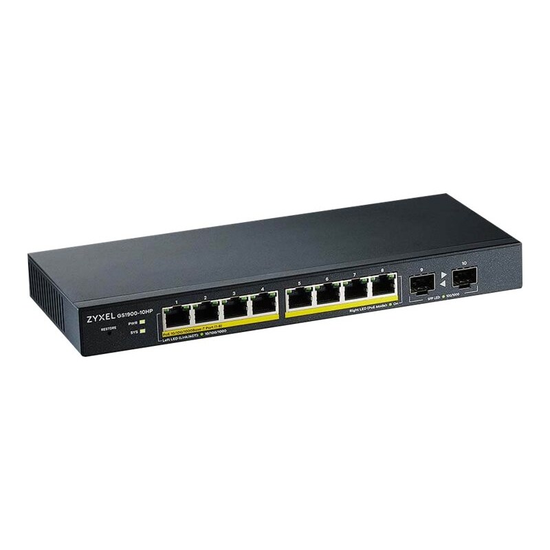 ZyXEL GS1900-10HP 10-Port smart managed 77W PoE+ Switch