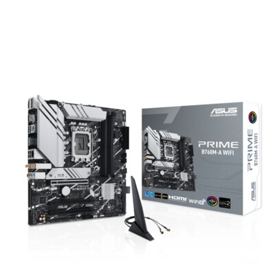 mit CHIP günstig Kaufen-ASUS PRIME B760M-A WIFI mATX Mainboard Sockel 1700 DP/HDMI/USB-A. ASUS PRIME B760M-A WIFI mATX Mainboard Sockel 1700 DP/HDMI/USB-A <![CDATA[• mATX Mainboard mit Sockel Intel 1700 für Intel Core 13. Generation-CPU • Intel B760-Chipsatz, Intel HD Graph