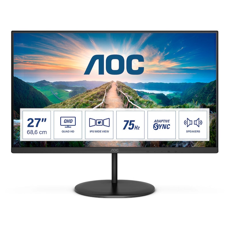 MiniDP/HDMI günstig Kaufen-AOC Q27V4EA 68,6cm (27“) QHD IPS Office Monitor HDMI/DP 75Hz. AOC Q27V4EA 68,6cm (27“) QHD IPS Office Monitor HDMI/DP 75Hz <![CDATA[• Energieeffizienzklasse: F • Größe: 68,6 cm (27 Zoll) 16:9, Auflösung: 2.560x1.440 WQHD • Reaktionszeit: 4 m