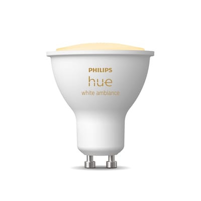 Sockel günstig Kaufen-Philips Hue White Ambiance GU10 Einzelpack 350lm. Philips Hue White Ambiance GU10 Einzelpack 350lm <![CDATA[• Austauschtype: LED-Lampe / Sockel: GU10 / Lichtfarbe: warmweiß - tages • Energieeffizienzklasse: G • Leistung: 5 Watt als Ersatz für k.A.