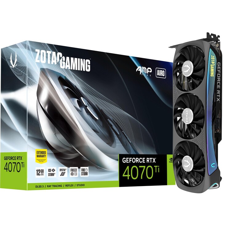 ZOTAC GAMING GeForce RTX 4070Ti AMP AIRO 12GB GDDR6X Grafikkarte 3xDP/HDMI