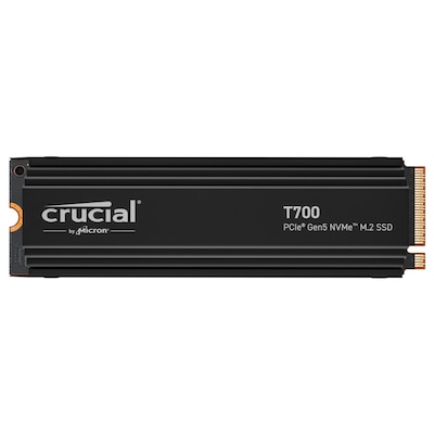PC mit günstig Kaufen-Crucial T700 NVMe SSD 2 TB M.2 2280 PCIe 5.0 mit Kühlkörper. Crucial T700 NVMe SSD 2 TB M.2 2280 PCIe 5.0 mit Kühlkörper <![CDATA[• 2 TB - 21 mm Bauhöhe • M.2 2280 Card, PCIe 5.0 • Maximale Lese-/Schreibgeschwindigkeit: 12400 MB