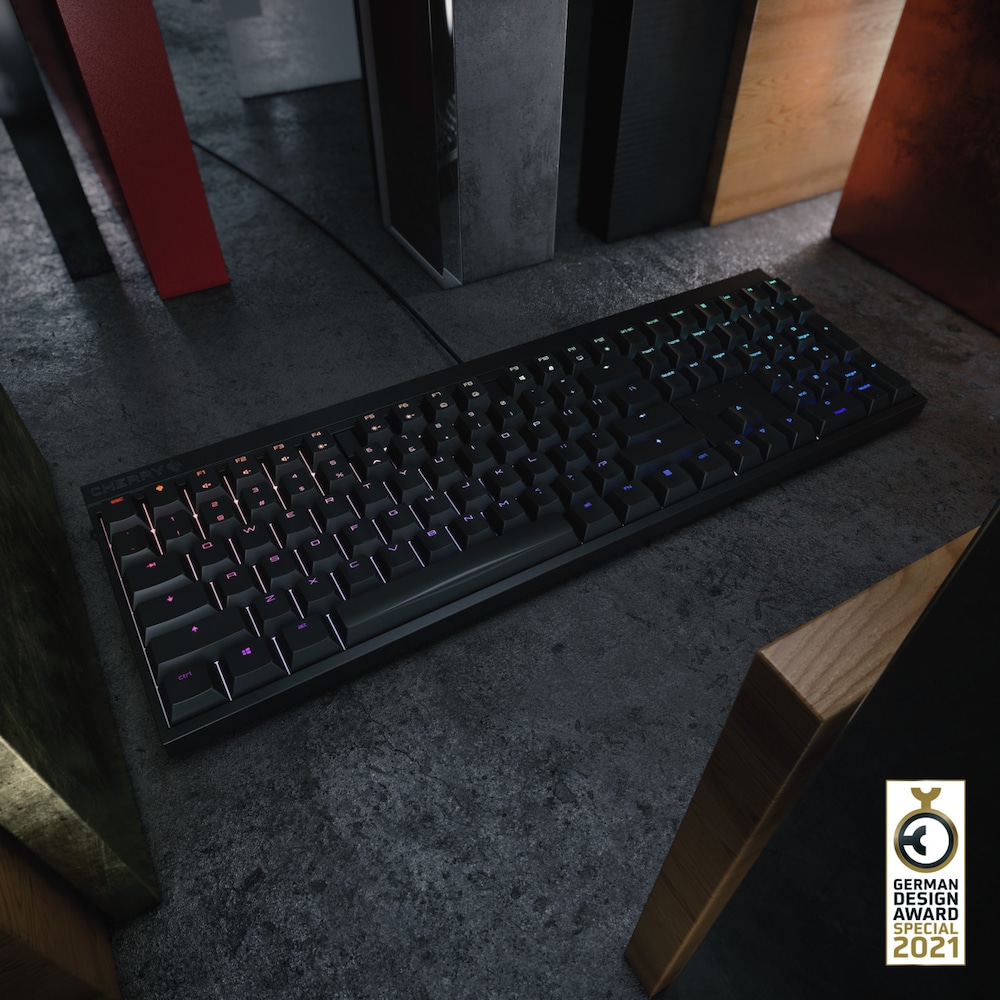 Cherry MX Board 2.0S kabelgebundene Gaming Tastatur schwarz DE Layout blau
