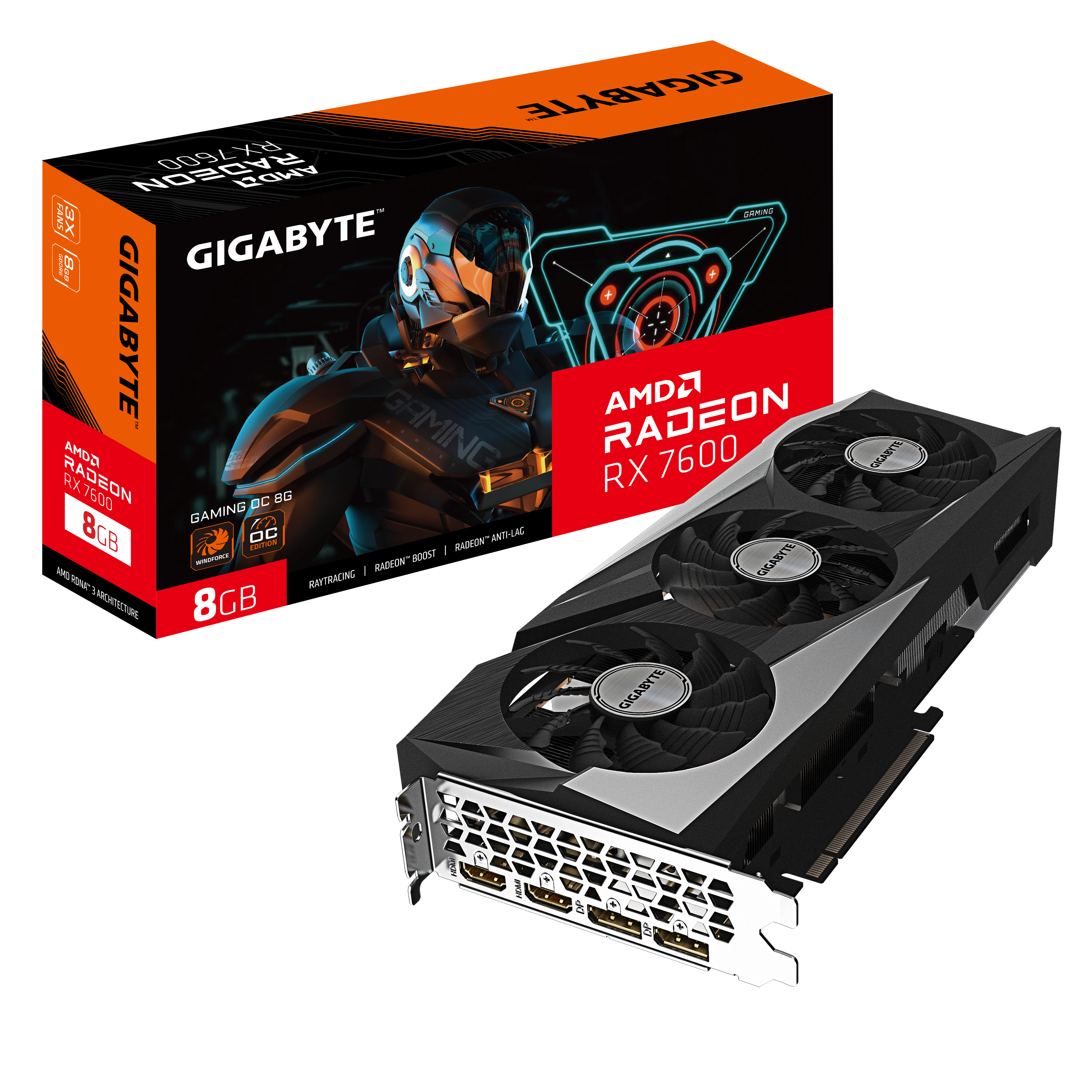 GIGABYTE AMD Radeon RX 7600 Gaming OC 8GB GDDR6 Grafikkarte HDMI/DP