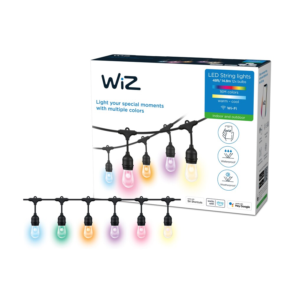 WiZ Lichterkette Tunable White &amp; Color 120lm Einzelpack Schwarz, 2er Pack
