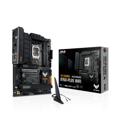 PC/Intel günstig Kaufen-ASUS TUF GAMING B760-PLUS WIFI ATX Mainboard Sockel 1700 DP/HDMI/USB-C. ASUS TUF GAMING B760-PLUS WIFI ATX Mainboard Sockel 1700 DP/HDMI/USB-C <![CDATA[• ATX Mainboard mit Sockel Intel 1700 für Intel Core 13. Generation-CPU • Intel B760-Chipsatz, Int