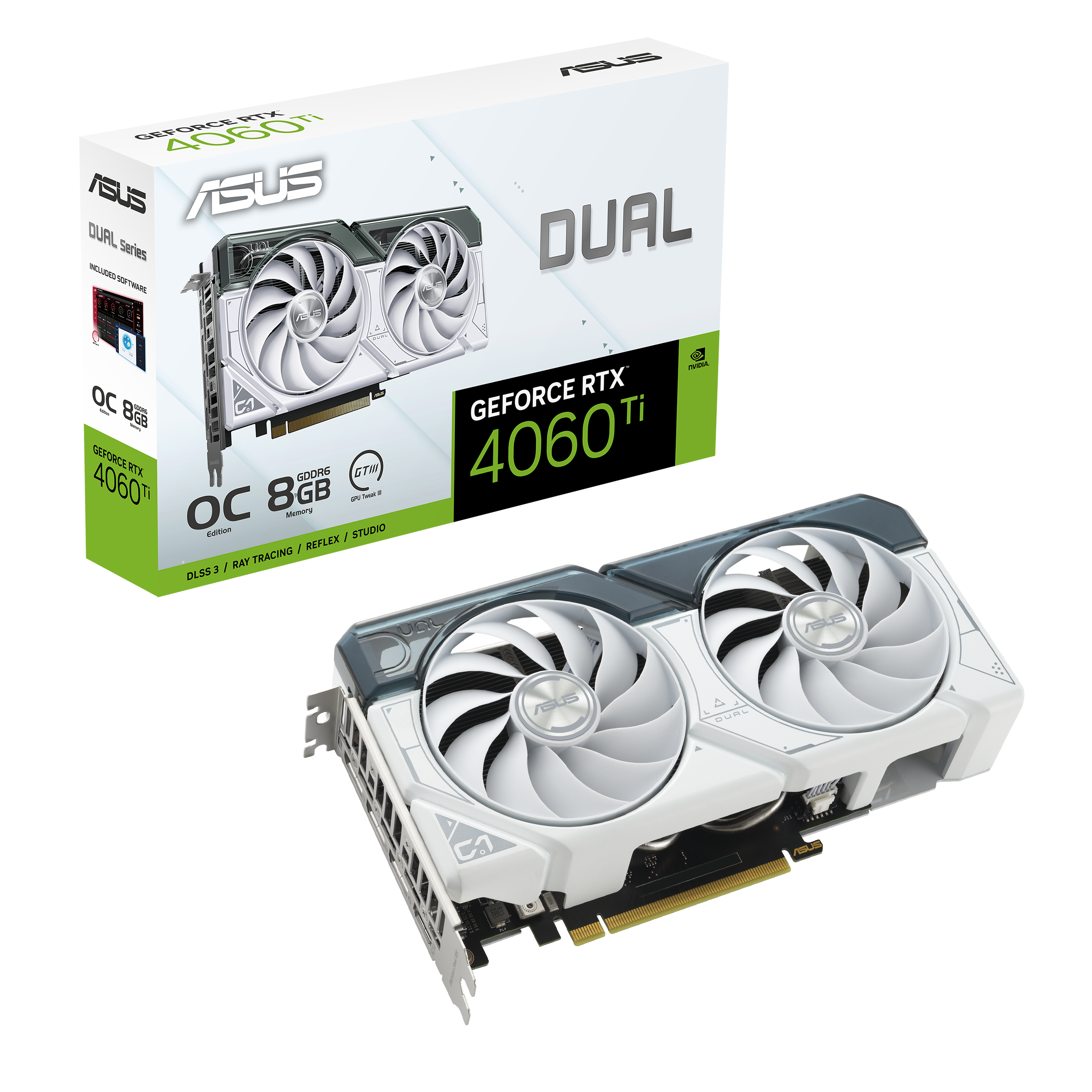 ASUS DUAL GeForce RTX 4060Ti OC White Gaming Grafikkarte 8GB GDDR6, 1xHDMI, 3xDP