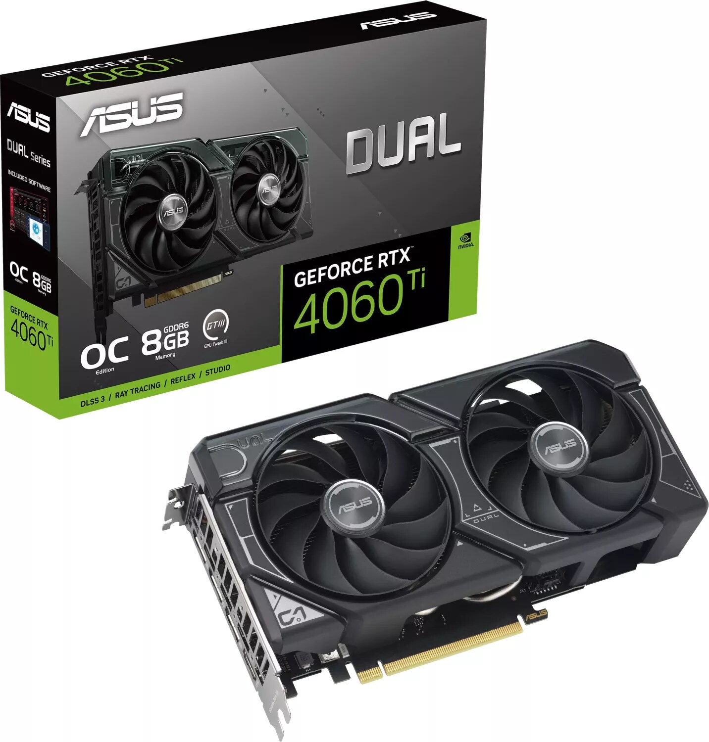 ASUS DUAL GeForce RTX 4060Ti OC Gaming Grafikkarte 8GB GDDR6, 1xHDMI, 3xDP