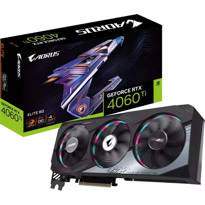 GIGABYTE AORUS GeForce RTX 4060Ti Elite 8GB GDDR6 Grafikkarte 1xHDMI 3xDP