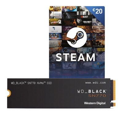 Black kompatibel günstig Kaufen-WD_BLACK SN770 NVMe SSD 2 TB M.2 2280 PCIe 4.0 inkl. 20 EUR Steamguthaben. WD_BLACK SN770 NVMe SSD 2 TB M.2 2280 PCIe 4.0 inkl. 20 EUR Steamguthaben <![CDATA[• 2 TB - 2,38 mm Bauhöhe • M.2 2280 Card,  - Kompatibel mit der Playstation™ 5 • Maximal