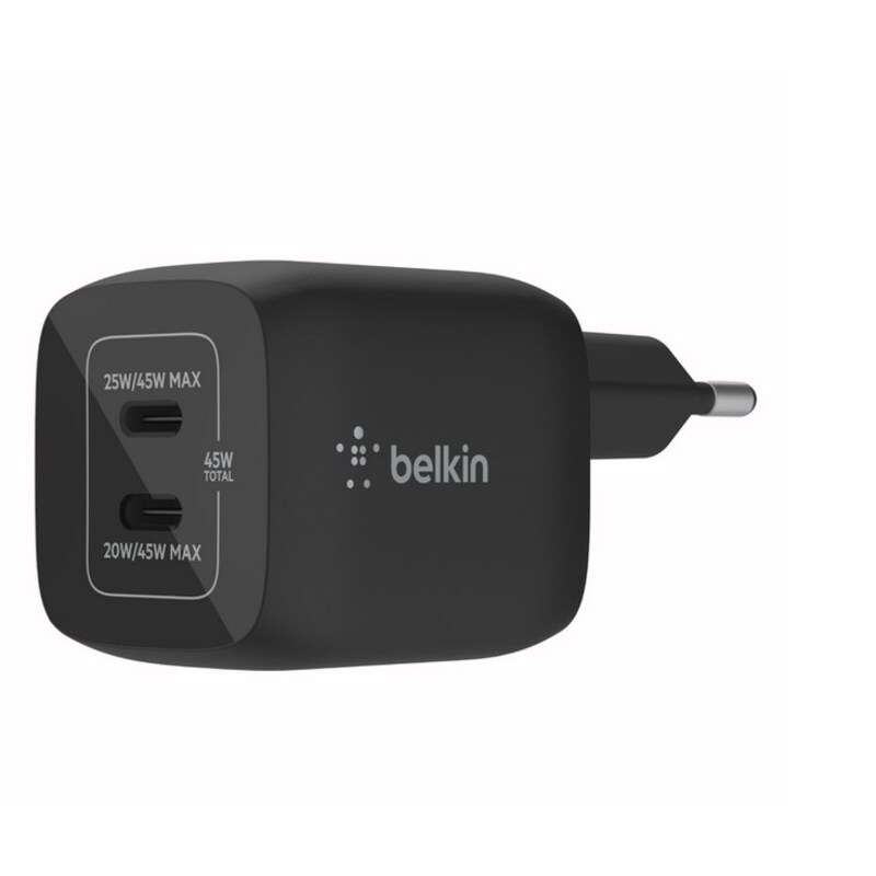 Belkin 45W Dual USB-C Ladegerät, Power Deliver, PPS, schwarz, universal