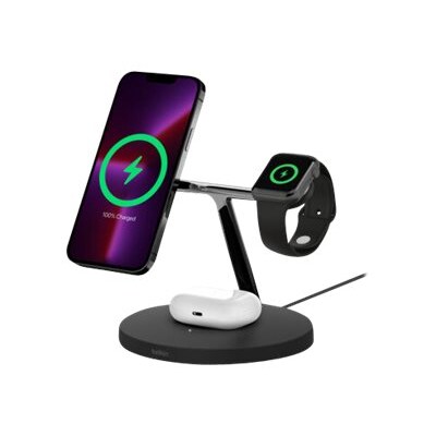 Pro Drahtlose günstig Kaufen-Belkin Boost Charge Pro Drahtloses 3 in 1 Ladeständer mit MagSafe schwarz. Belkin Boost Charge Pro Drahtloses 3 in 1 Ladeständer mit MagSafe schwarz <![CDATA[• Laden Sie all Ihre Geräte von Apple schnell auf • Kompatibel mit MagSafe-Hüllen