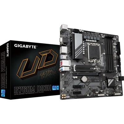 Core Board günstig Kaufen-GIGABYTE B760M DS3H mATX Mainboard Sockel 1700 M.2/VGA/HDMI/DP/USB Typ C. GIGABYTE B760M DS3H mATX Mainboard Sockel 1700 M.2/VGA/HDMI/DP/USB Typ C <![CDATA[• mATX Mainboard mit Sockel Intel 1700 für Intel Core 13. Generation-CPU • Intel B760-Chipsatz