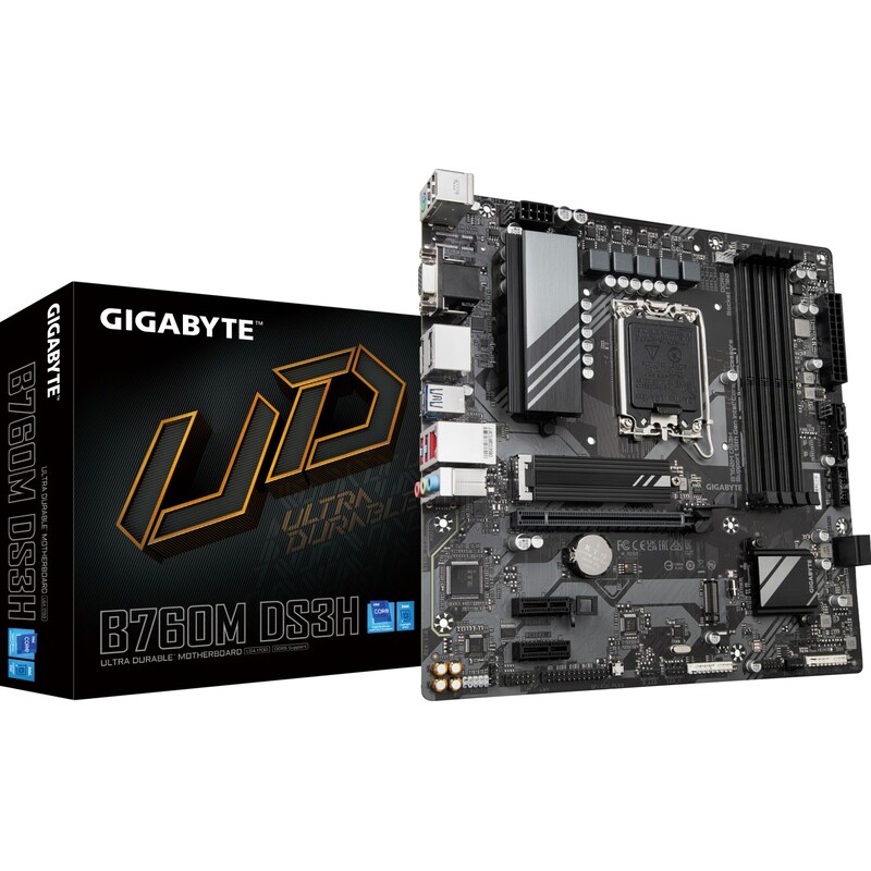 GIGABYTE B760M DS3H mATX Mainboard Sockel 1700 M.2/VGA/HDMI/DP/USB Typ C