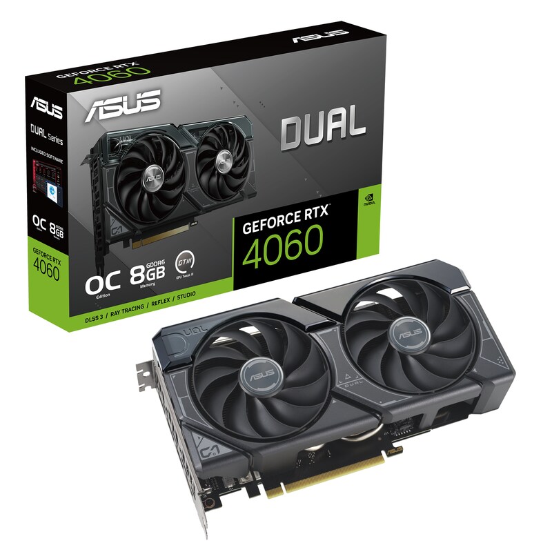 ASUS DUAL GeForce RTX 4060 OC Gaming Grafikkarte 8GB GDDR6, 1xHDMI, 3xDP