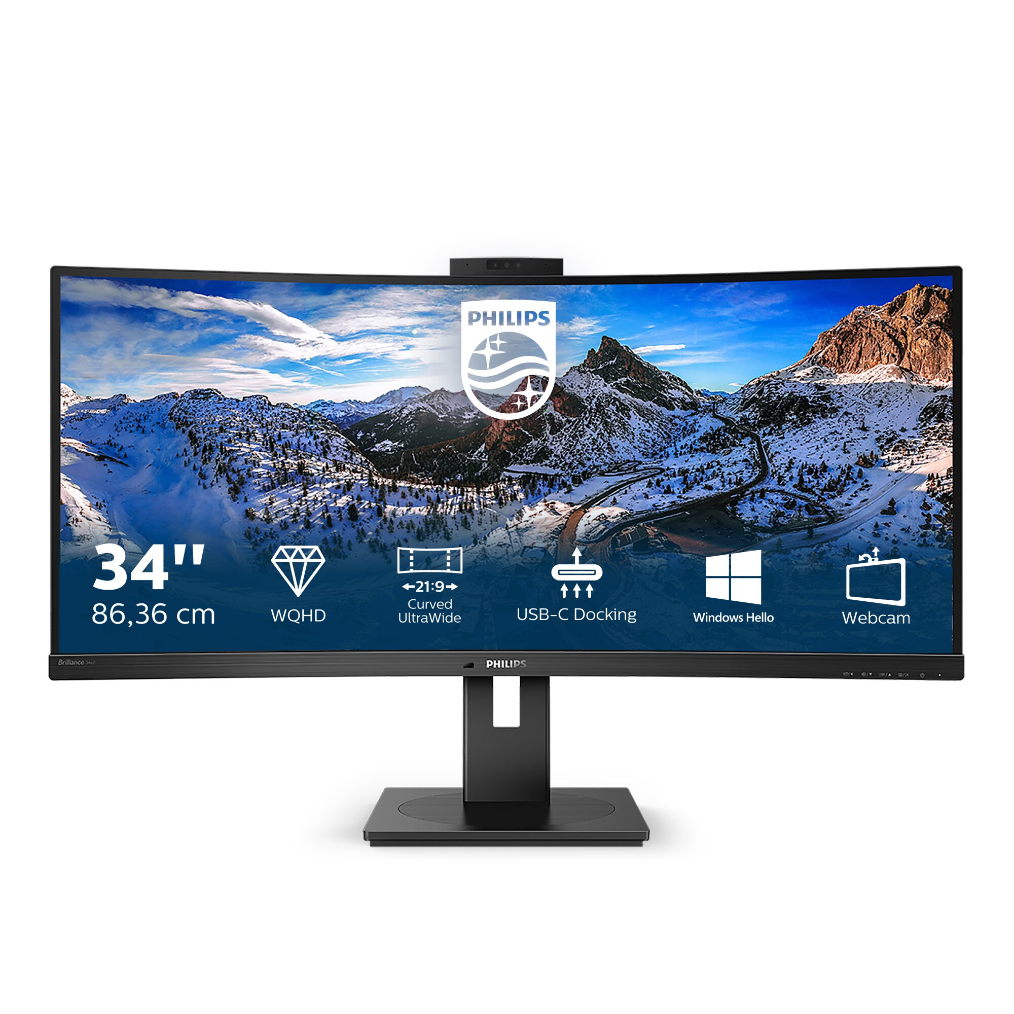 Philips P-Line 346P1CRH 86,4cm (34&quot;) UWQHD Curved Monitor 21:9 HDMI/DP/USB-C 90W