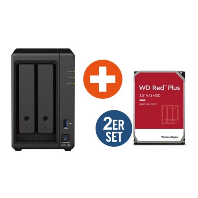 Synology Diskstation DS723+ NAS System 2-Bay inkl. 2x 8TB WD Red Plus WD80EFZZ